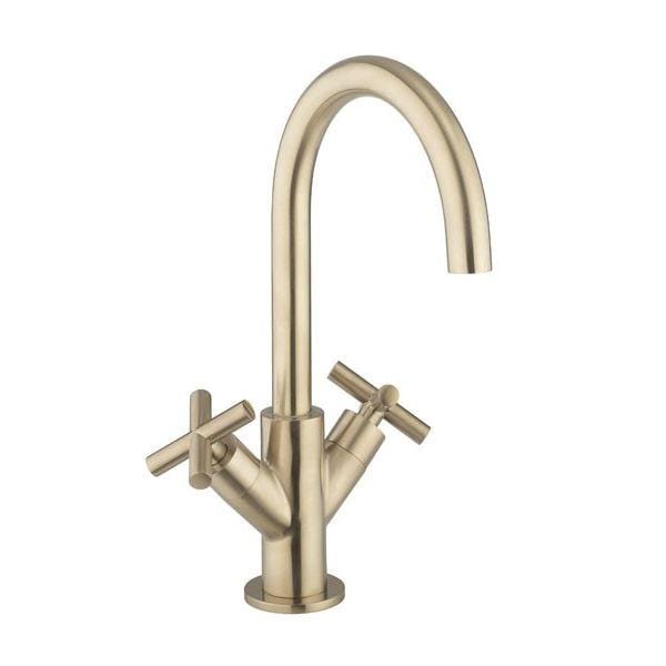 Crosswater Mono Basin Tap Brushed Brass Crosswater MPRO Crosshead Monobloc Basin Mixer Tap