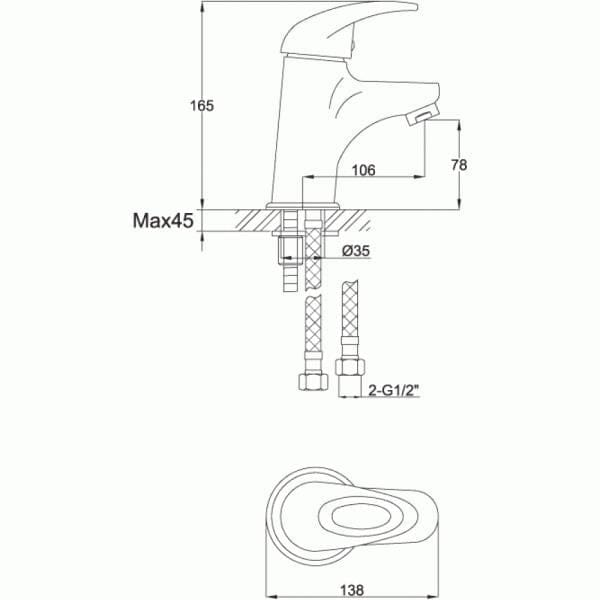 Imex Mono Basin Tap Imex DV8 Single Lever Basin Mixer Tap with Clicker Waste in Chrome