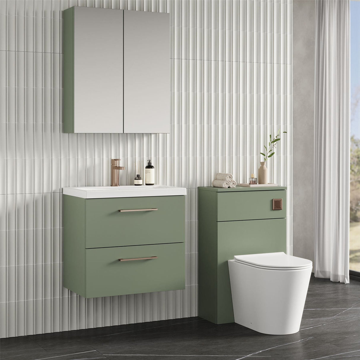 Aquarius Bathrooms Wall Mounted Vanity Unit Aquarius Brisbane 600mm Wall Hung 2 Drawer Vanity Unit with 1 Tap Hole Mid Edge Basin