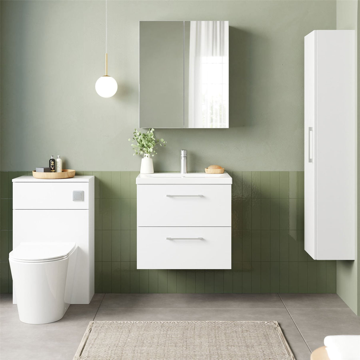 Aquarius Bathrooms Wall Mounted Vanity Unit Gloss White Aquarius Brisbane 600mm Wall Hung 2 Drawer Vanity Unit with 1 Tap Hole Mid Edge Basin