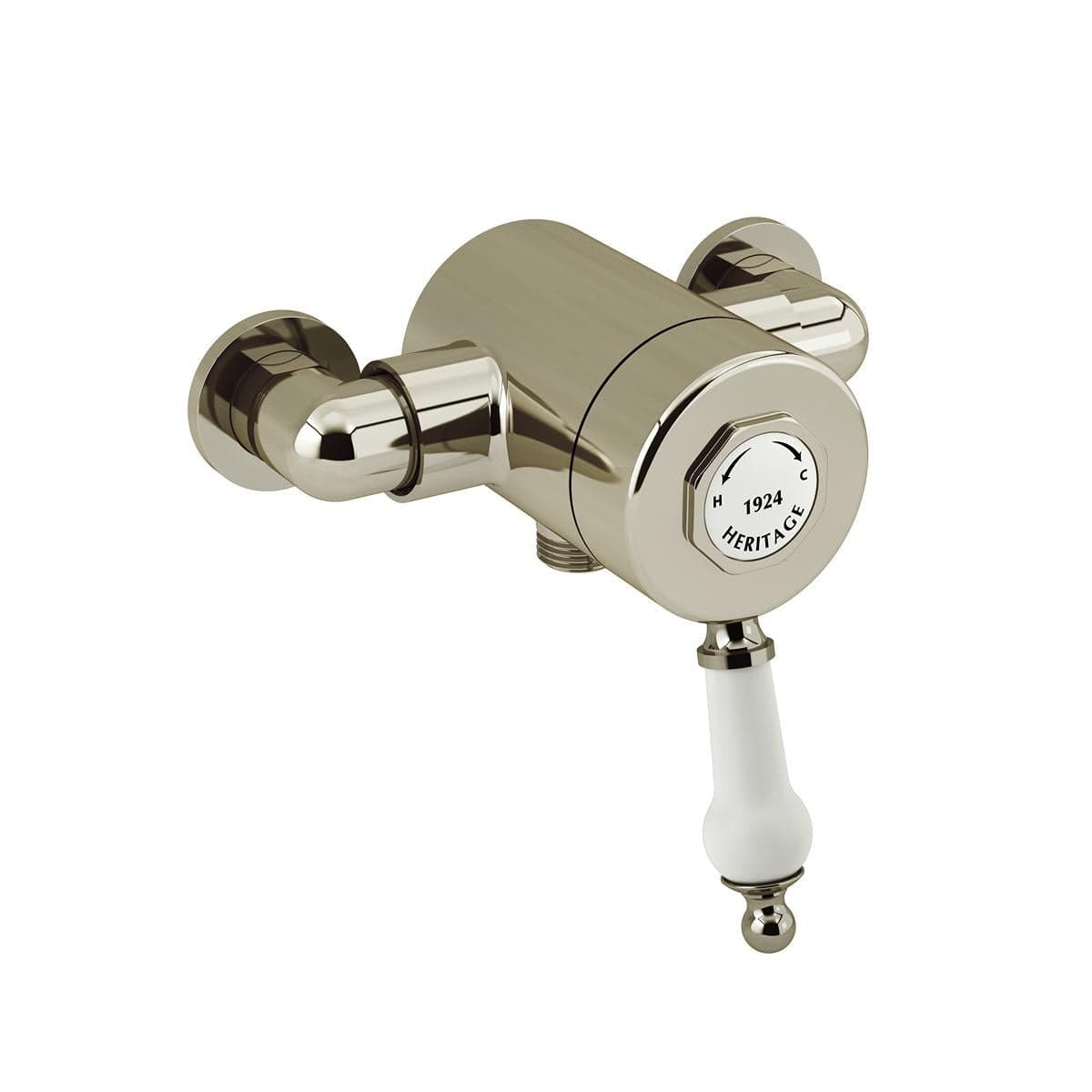 Heritage Exposed Shower Valve Vintage Gold / Bottom Outlet Connection Heritage Glastonbury Exposed Thermostatic 1 Outlet, 2 Handle Shower Valve