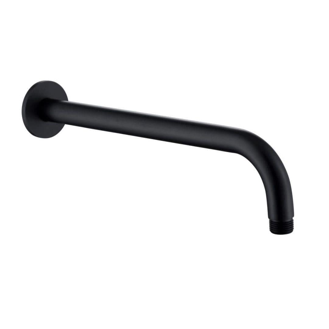 Aquarius Fixed Shower Arm Matt Black Aquarius RainLux Round Wall Shower Arm