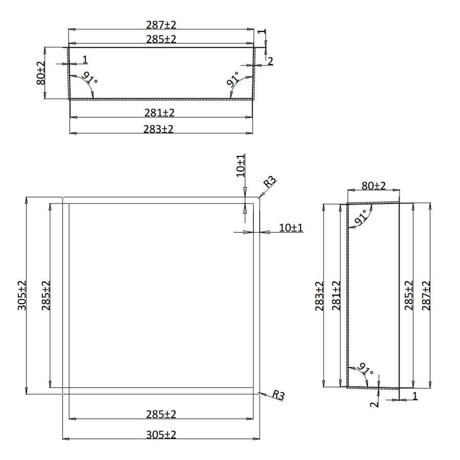 Crosswater Shower Niche Crosswater Square Shower Niche with LED - 305 x 305 x 80mm for Stud Walls