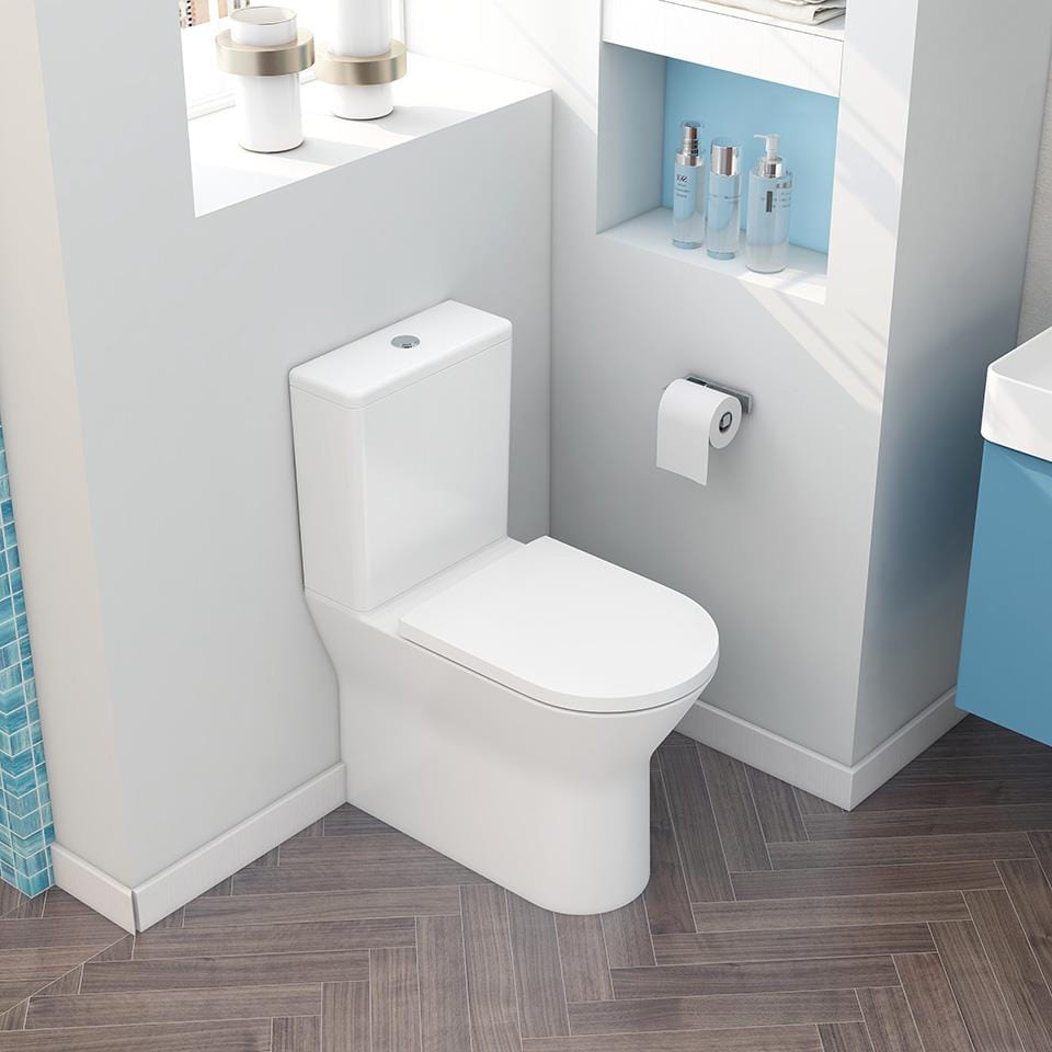 Imex Close Coupled Toilet Imex Blade Rimless Comfort Height Close Coupled Toilet with Soft Close Seat in White