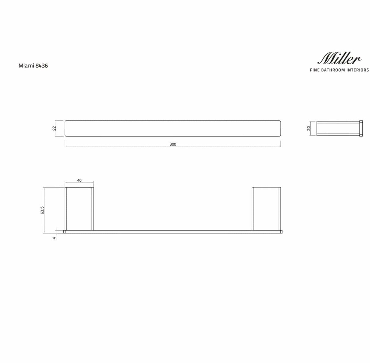 Miller Towel Rails and Rings Miller Miami Towel Rail