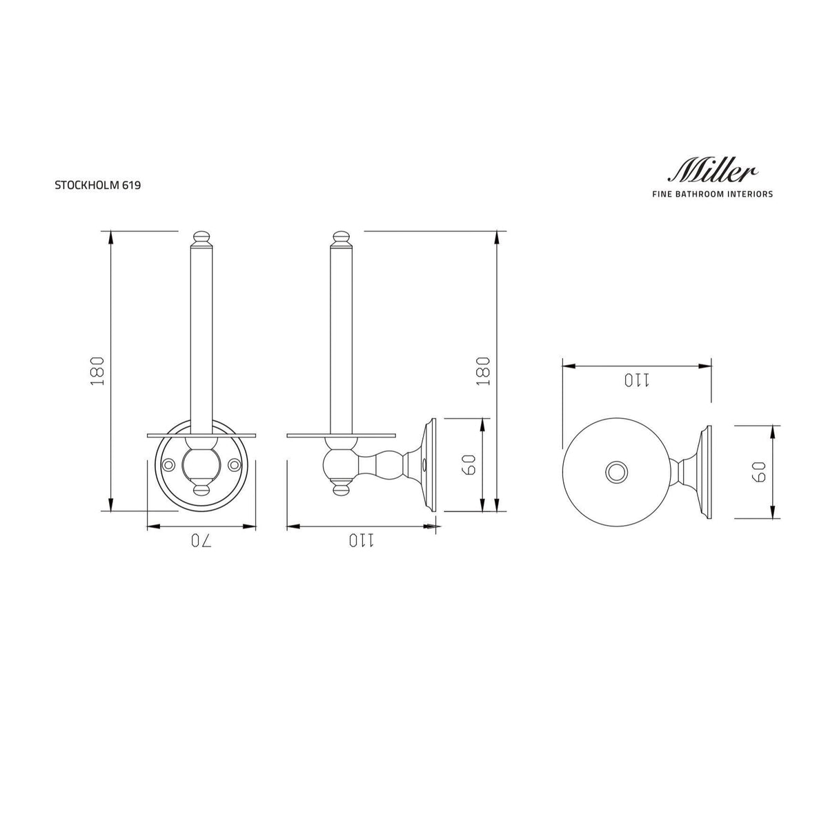 Miller Stockholm Spare Toilet Roll Holder