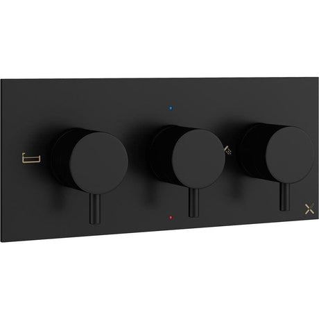 Crosswater Concealed Shower Valve Matt Black Crosswater MPRO 3 Outlet, 3 Handle Horizontal Concealed Thermostatic Shower Valve