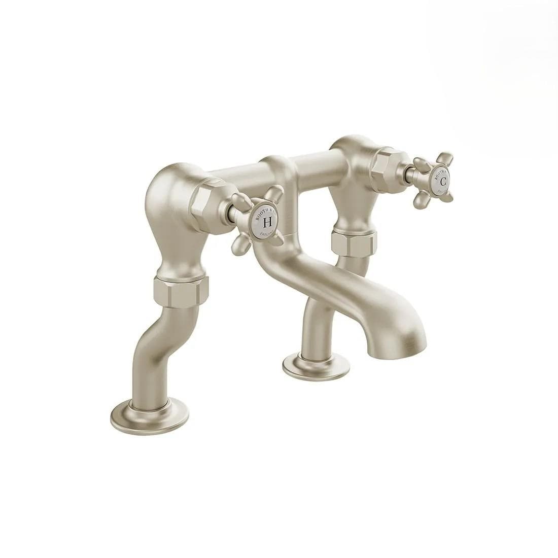 Vado Bath Mixer Brushed Nickel Booth & Co. Axbridge Crosshead Bath Filler Tap