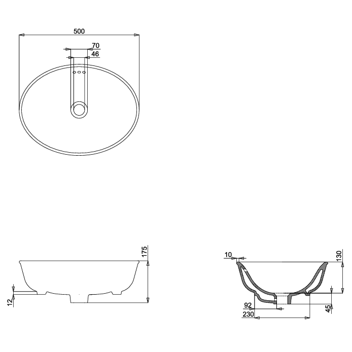 Burlington Guild 500mm Countertop Basin in White