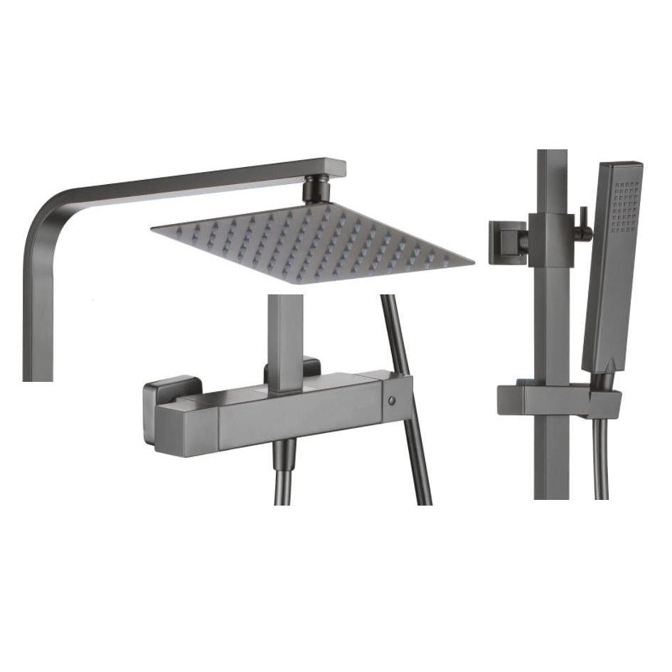 Aquarius RainLux Cool Touch Adjustable Square Exposed Shower Valve and Kit