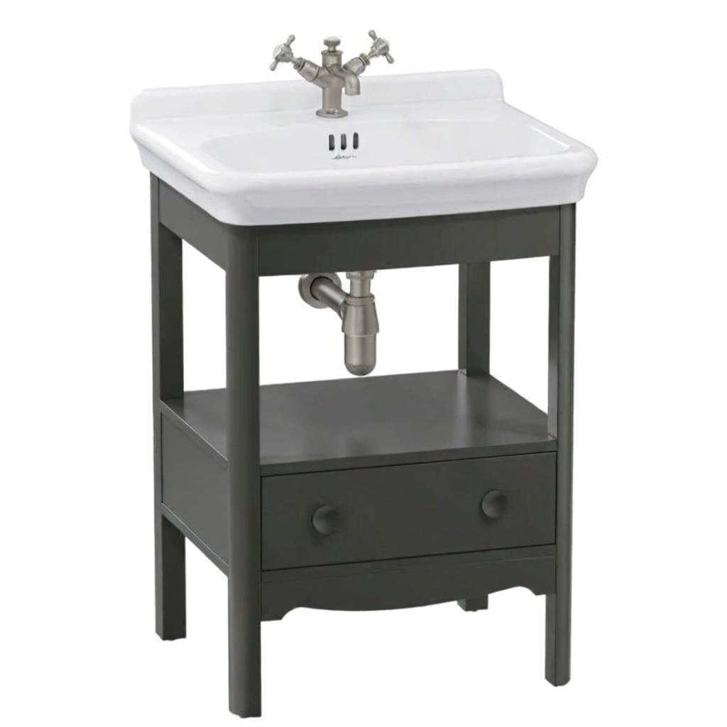 Burlington Floor Standing Vanity Unit Ashbee Grey / 3 Hole Burlington Guild Floor Standing 620mm Vanity Unit with Basin