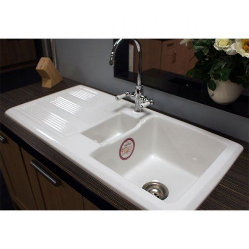 RAK Ceramics Gourmet 1 Kitchen Sink with 1.5 Bowl in Gloss White