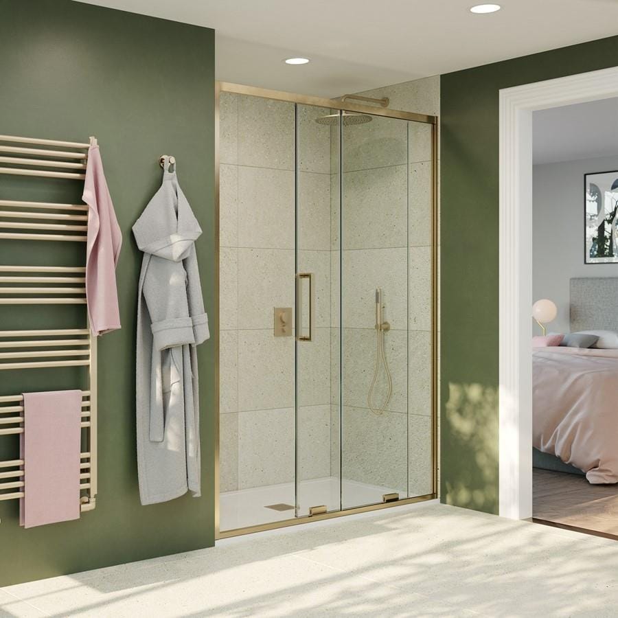 Crosswater Sliding Shower Door Brushed Brass / 1400mm Crosswater Optix 10 Sliding Shower Door