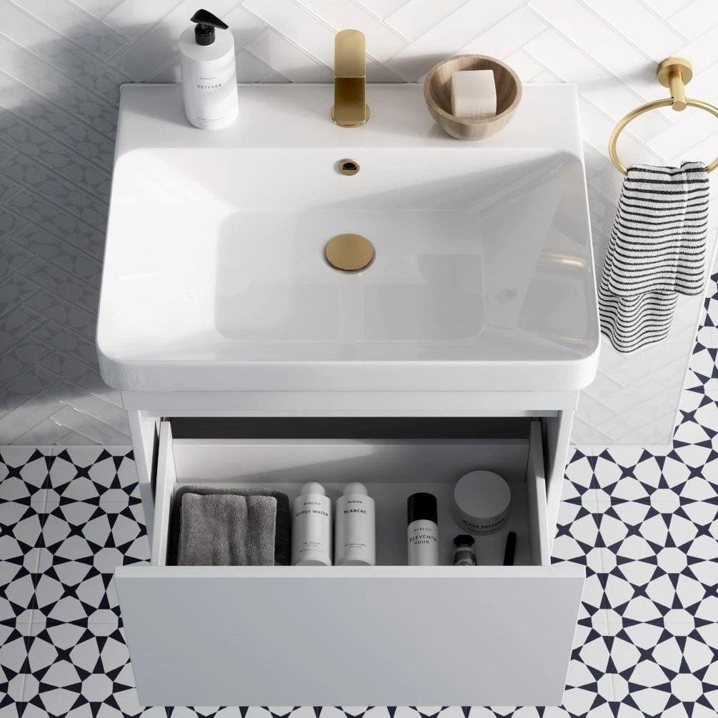 Britton Wall Mounted Vanity Unit Britton Dalston Wall Mounted 600mm Vanity Unit with Basin