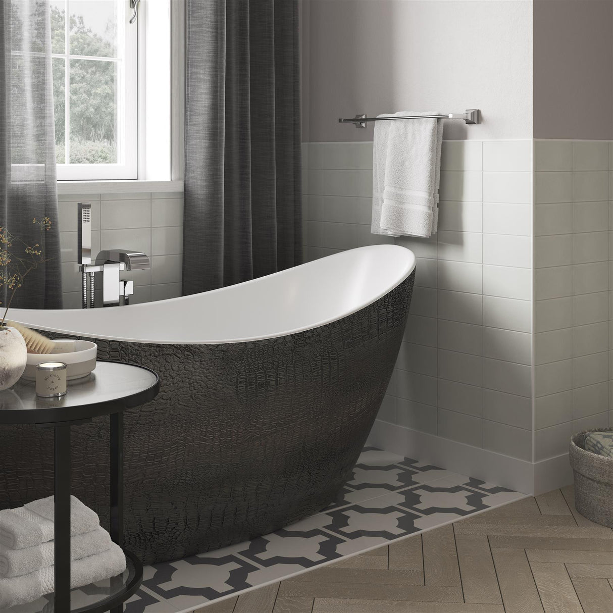 Heritage Alderley Mock Croc Skin Effect Freestanding Acrylic Double Ended Bath