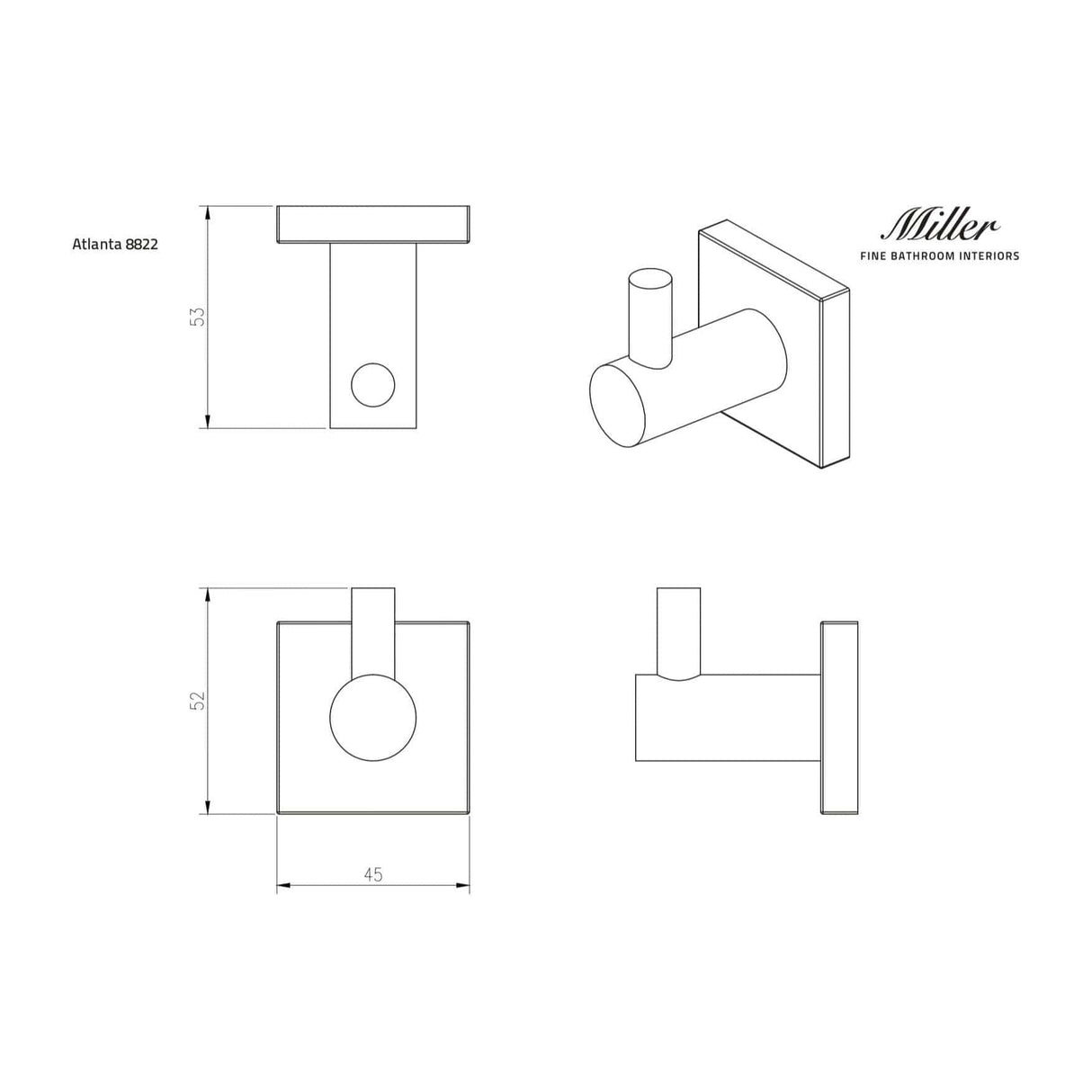 Miller Robe Hook Miller Atlanta Single Robe Hook