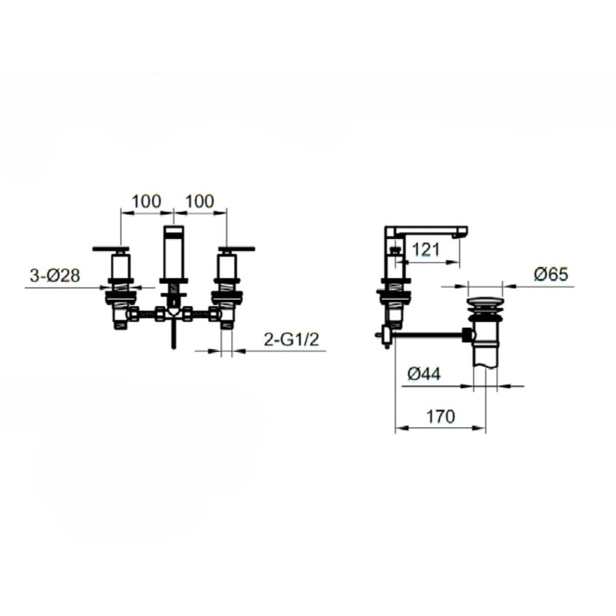 Sagittarius Bath Mixer Sagittarius Eclipse Flat Swivel Spout 3 Hole Bath Mixer Tap in Chrome