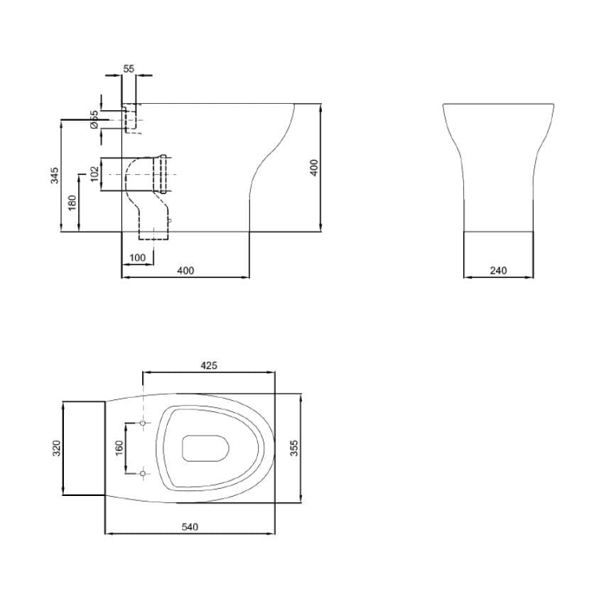 Crosswater Back To Wall Toilet Crosswater KAI Compact Rimless Back to Wall Toilet with Soft Close Quick Release Seat