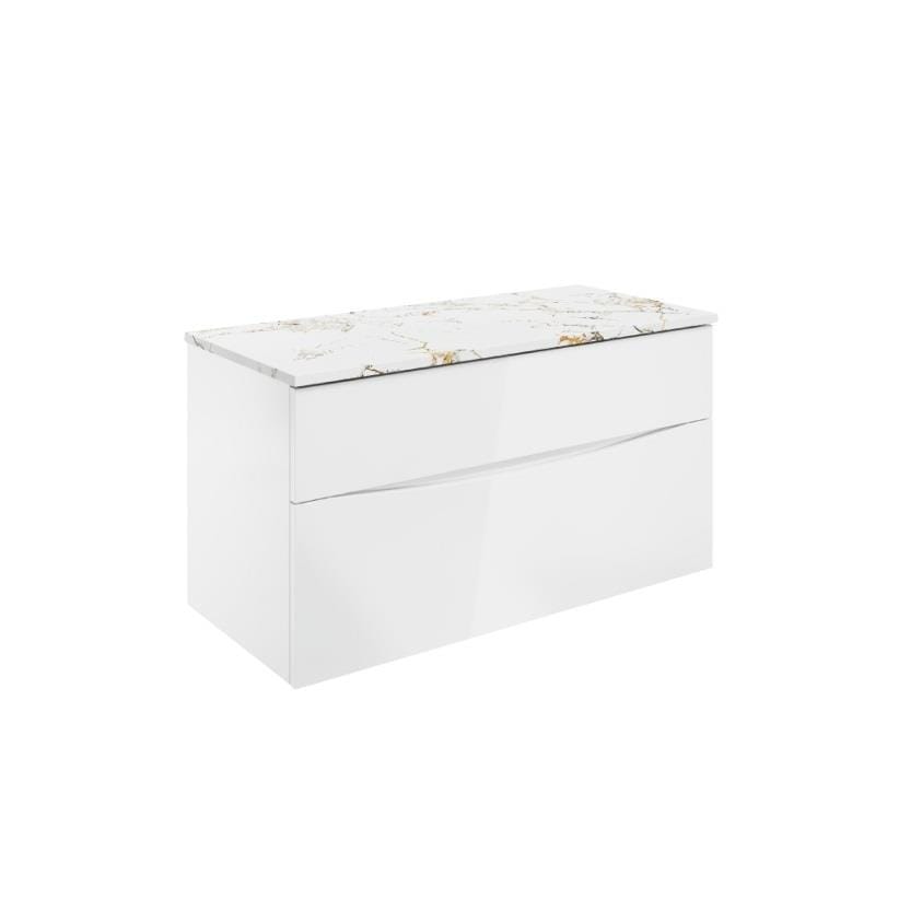 Crosswater Wall Mounted Vanity Unit Crosswater Glide II Wall Mounted Two Drawer Vanity Unit with Worktop