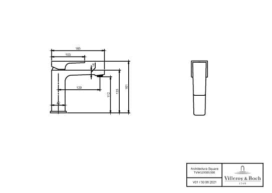 Villeroy & Boch Mono Basin Tap Villeroy & Boch Architectura Square Basin Mixer Tap