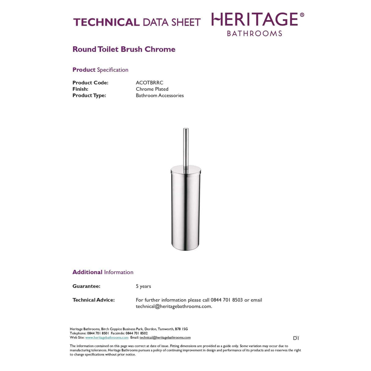 Heritage Toilet Brush Heritage Round Toilet Brush in Chrome