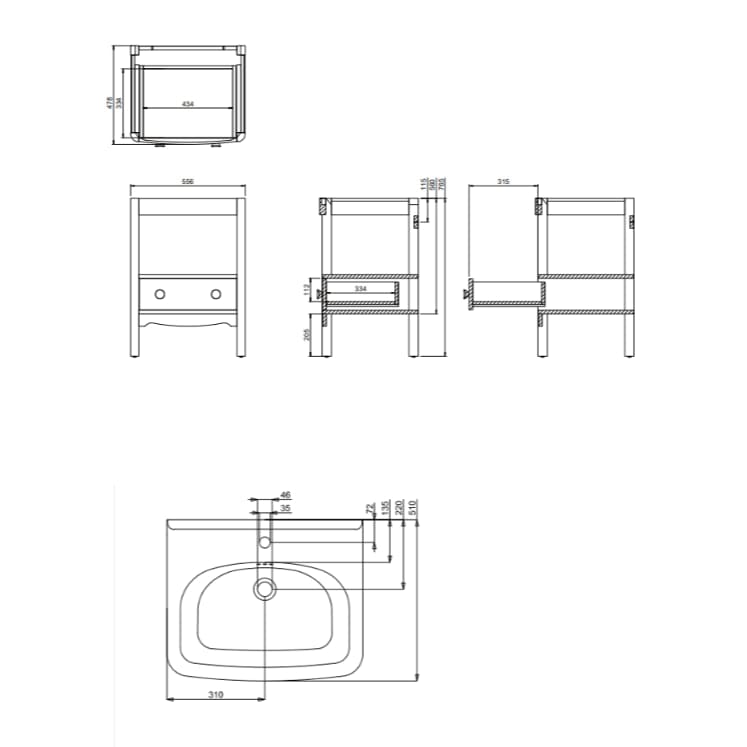 Burlington Floor Standing Vanity Unit Burlington Guild Floor Standing 620mm Vanity Unit with Basin
