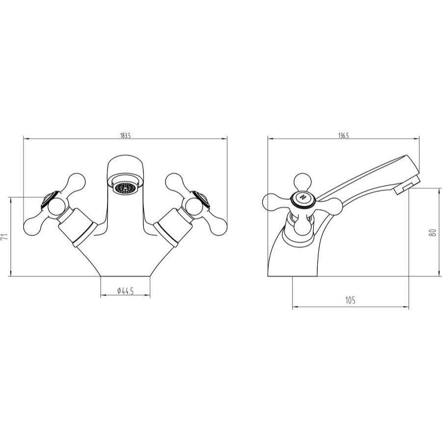Aquarius Mono Basin Tap Aquarius Timeless Crosshead Handle Mono Basin Mixer Tap in Chrome