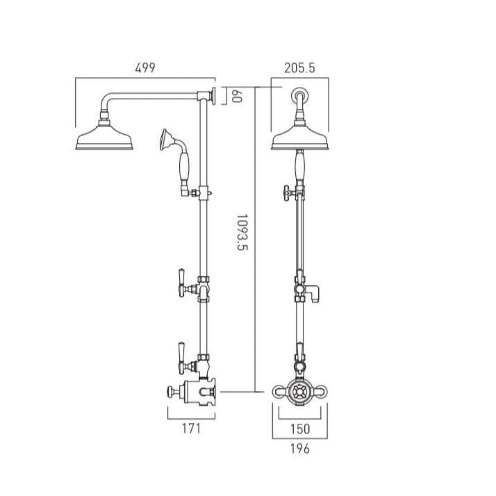 Vado Exposed Shower Set Booth & Co. Axbridge Exposed Shower Valve Set with Rigid Riser, Shower Head and Handset