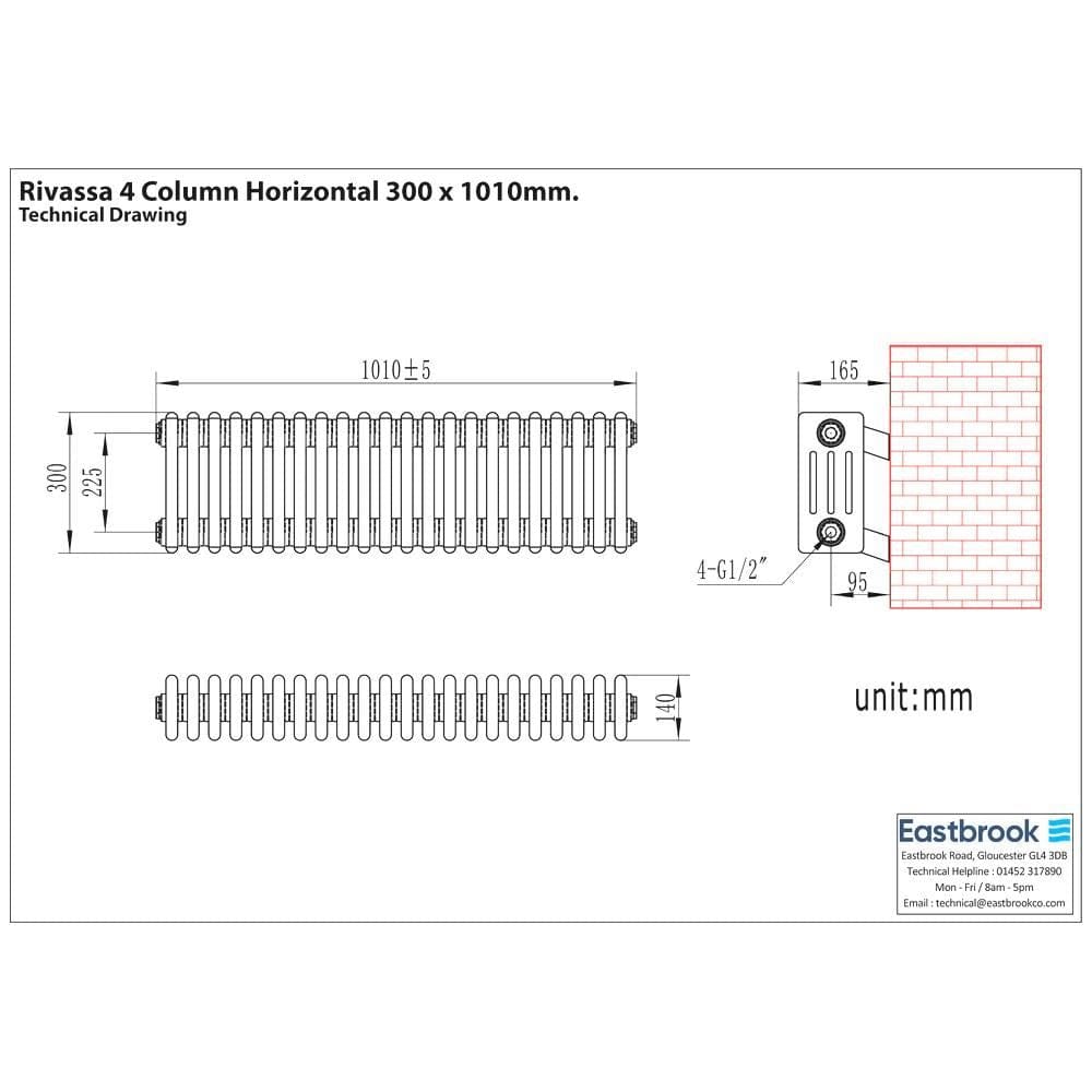 Eastbrook Rivassa Traditional 4 Column Radiator in Gloss White