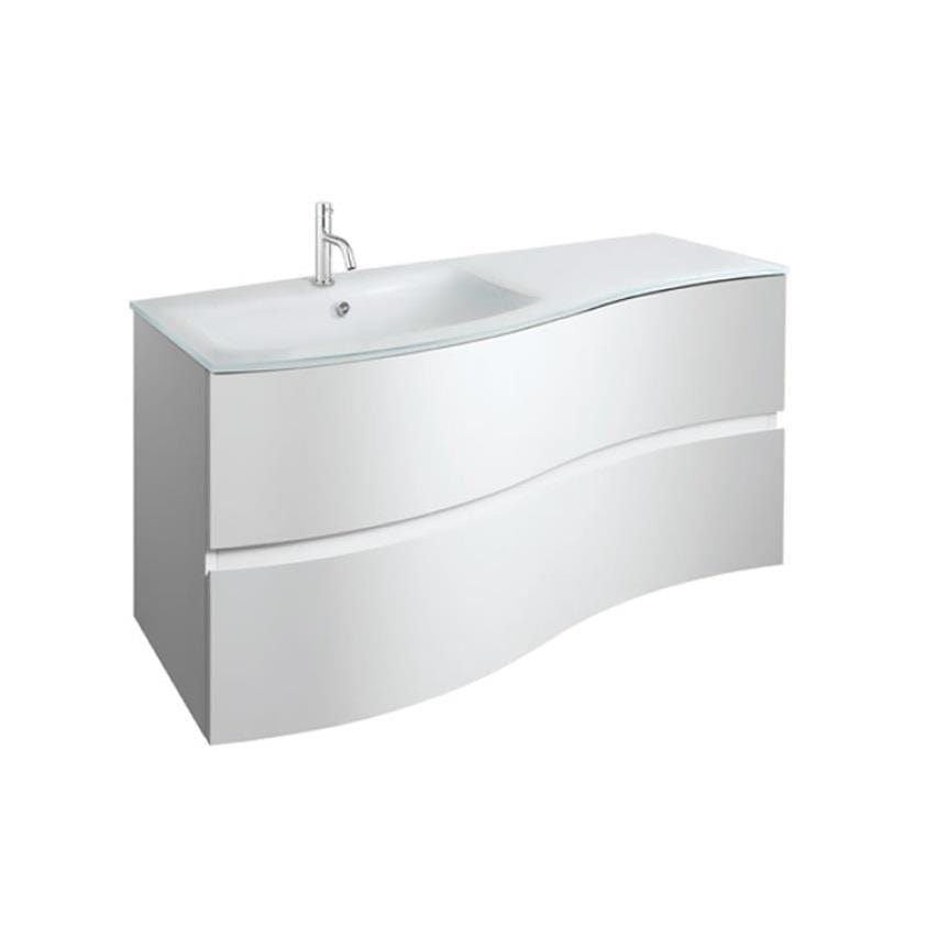 Crosswater Wall Mounted Vanity Unit White Gloss / 1000mm / Cast Mineral Marble Basin - 1 Tap Hole Crosswater Svelte Wall Hung Vanity Unit with Basin