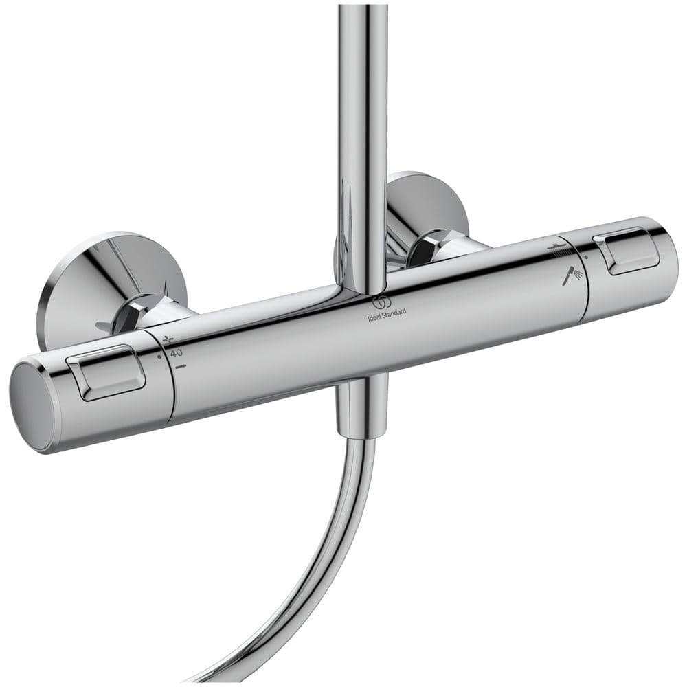 Ideal Standard Exposed Shower Set Ideal Standard Ceratherm T25 Exposed Thermostatic Shower Valve Set with Riser Kit, Showerhead and Handset in Chrome
