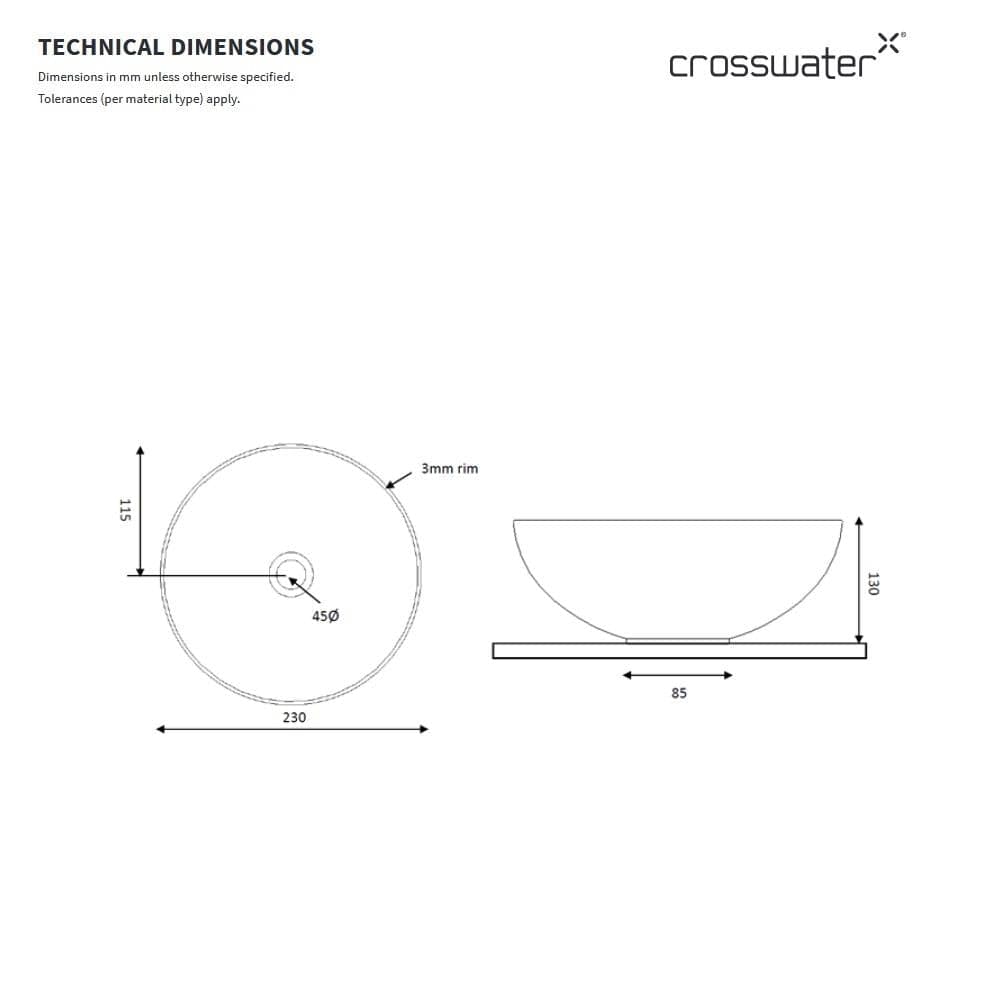Crosswater Countertop Basin Crosswater Circus Mini Countertop Basin 230mm in White
