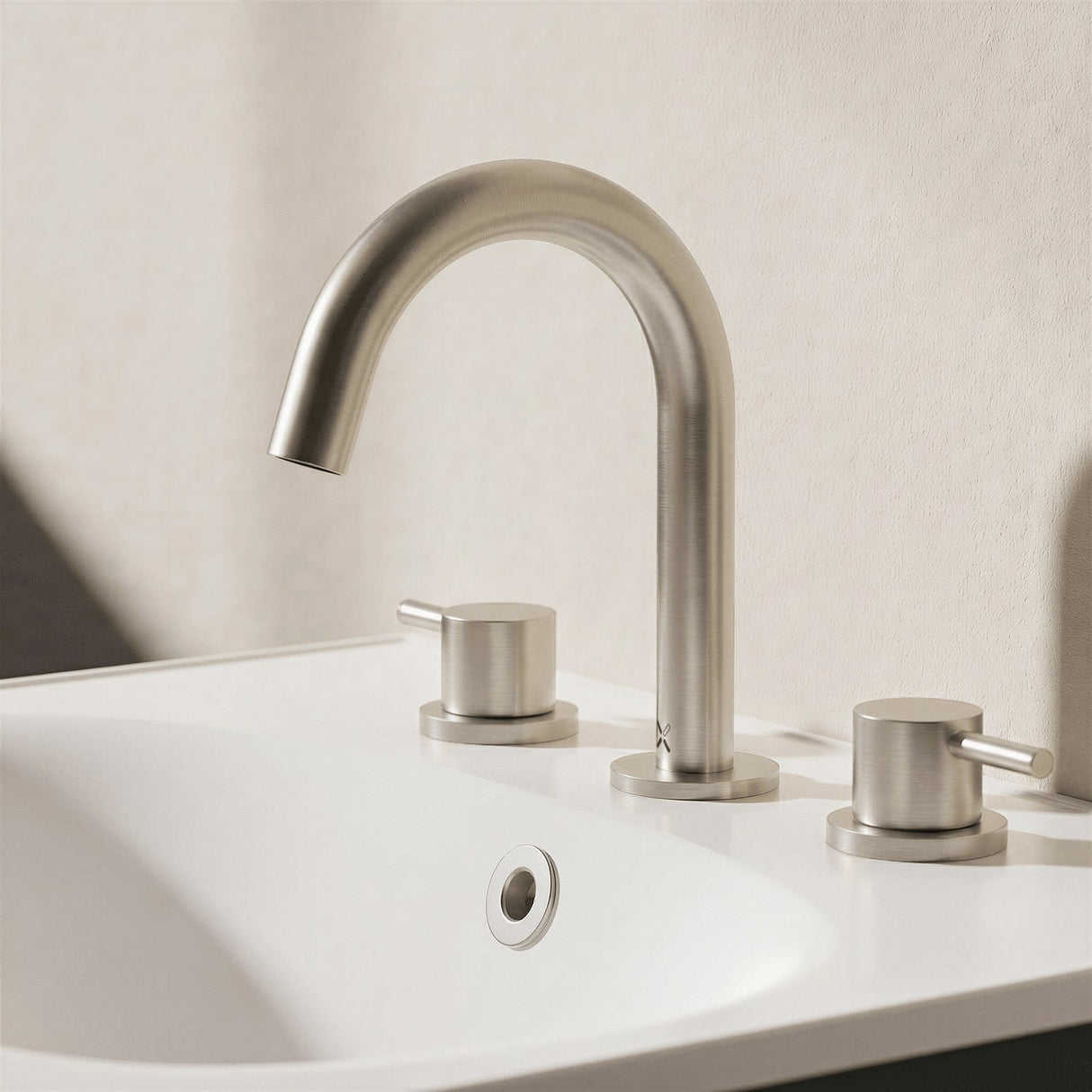 Crosswater 3 Tap Hole Basin Set Brushed Stainless Steel Effect Crosswater MPRO 3 Hole Basin Mixer Tap