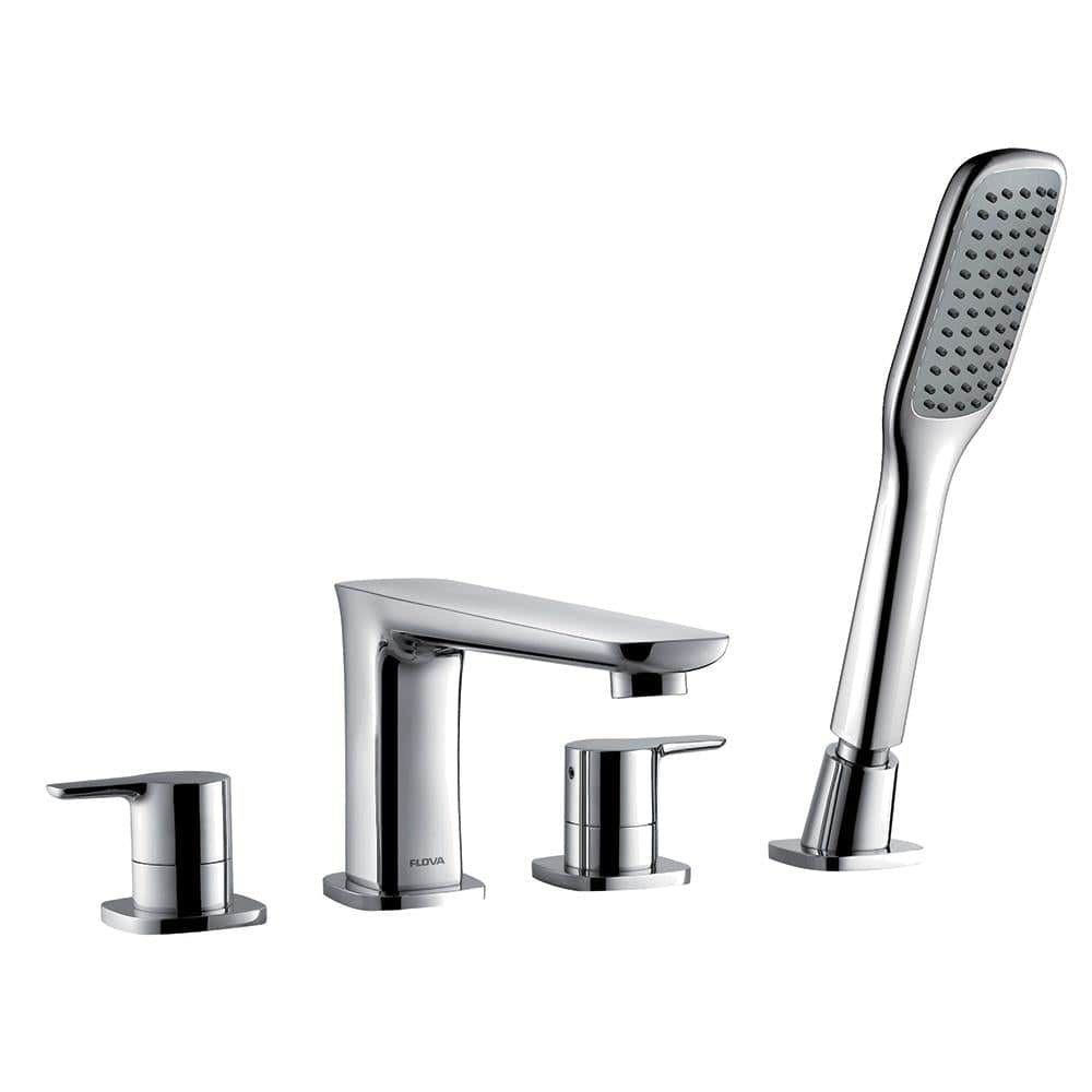 Flova 4 Tap Hole Bath Set Flova Urban 4 Hole Bath and Shower Mixer Tap with Shower Set in Diamond Chrome