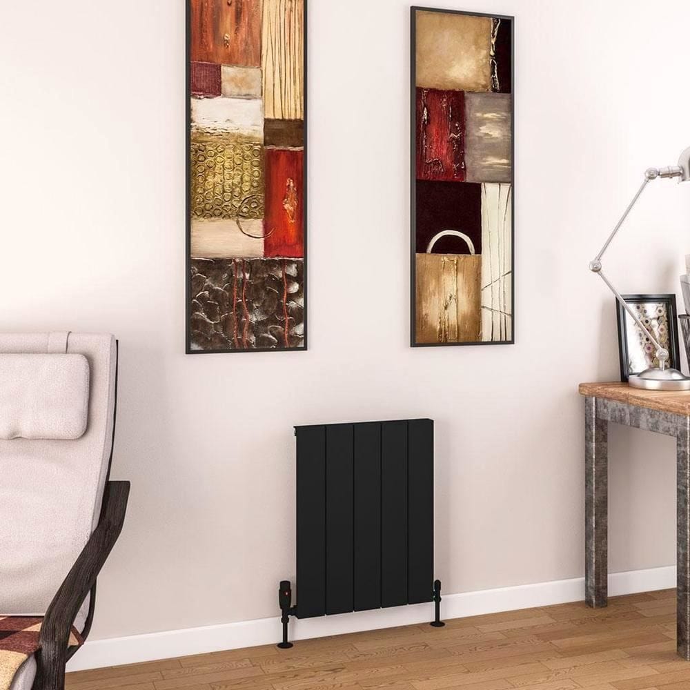 Eastbrook Panel Radiator 600 x 470 / Dual Fuel Eastbrook Charlton Horizontal Aluminium Designer Radiator in Matt Black