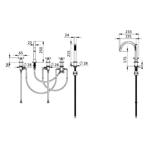 Crosswater 5 Tap Hole Bath Set Crosswater MPRO Crosshead 5 Hole Bath and Shower Mixer with Shower Set