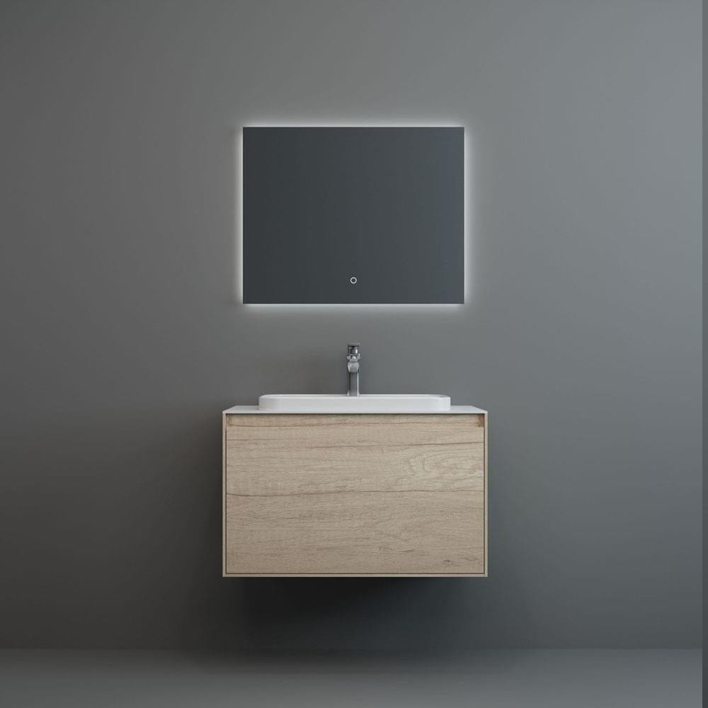 Aquarius Wall Mounted Vanity Unit Natural Oak / White Marble Aquarius KF-Series One Drawer 800mm Vanity Unit with Countertop