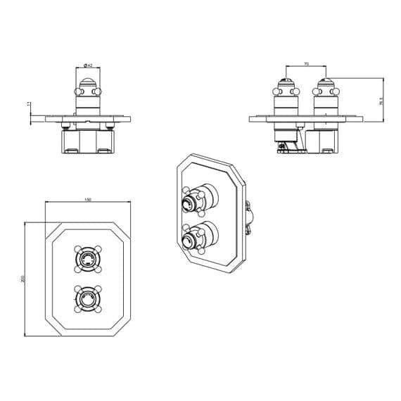 Crosswater Concealed Shower Valve Crosswater Belgravia Crossbox 2 Multi-Flow Outlet Trimset
