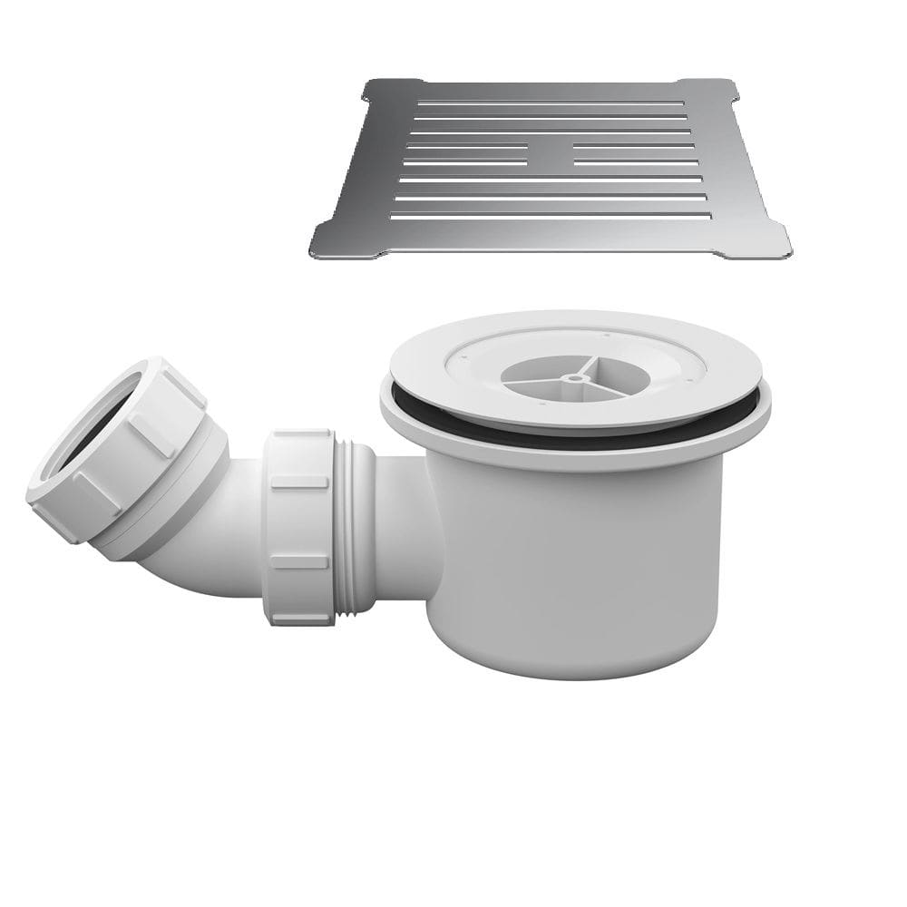 Aquarius Shower Tray Waste Chrome / White Aquarius Urbano 90mm Shower Waste with Square Grill for 32mm Slimline Trays