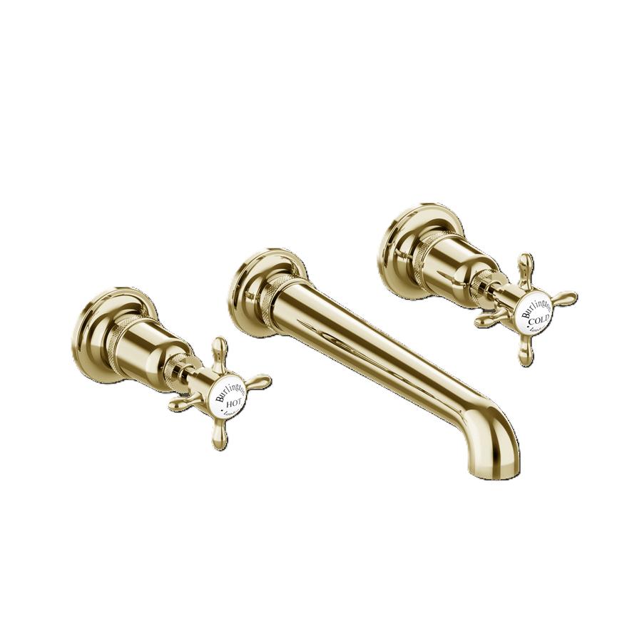 Burlington Wall Mounted Basin Tap Burlington Guild 3 Hole Wall Mounted Basin Mixer Tap in Gold