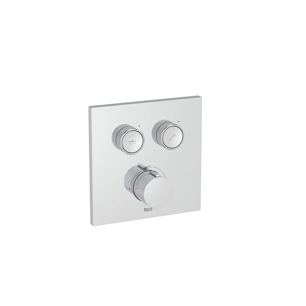 Roca Concealed Shower Valve Chrome Roca T-3000 Square Bath Shower Mixer with Built-In Valve