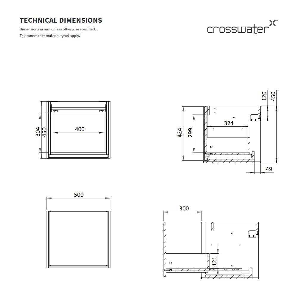Crosswater Infinity Wall Mounted Vanity Unit with Worktop