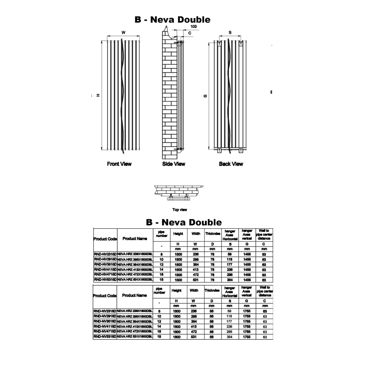 Reina Panel Radiator Reina Neva Vertical Double Panel Central Heating Radiator