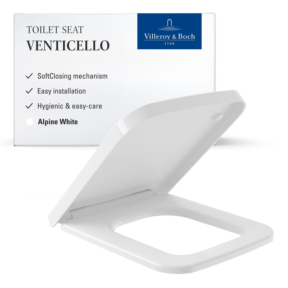 Villeroy & Boch Toilet Seat Villeroy & Boch Venticello Wrapover Soft Close, Quick Release Toilet Seat in White Alpin