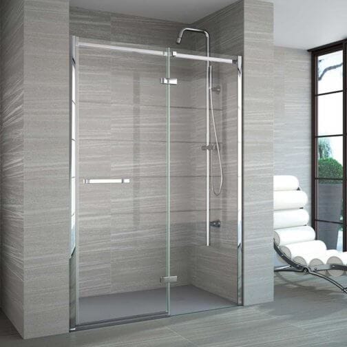 Merlyn Hinged Shower Door 900+ - adj ( 905-950mm ) Merlyn 8 Series Frameless Hinged Door with Inline Panel