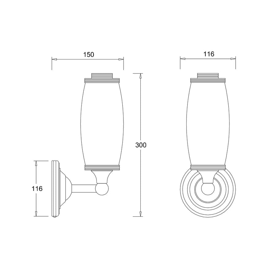 Burlington Bathroom Lighting Burlington LED Round Bathroom Wall Light with Opal Glass Tube Shade