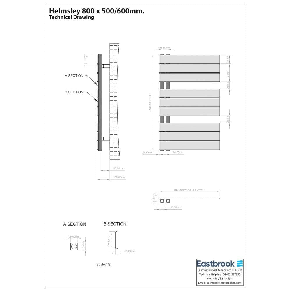 Eastbrook Designer Towel Rail Eastbrook Helmsley Straight Vertical Designer Towel Rail in Matt Black