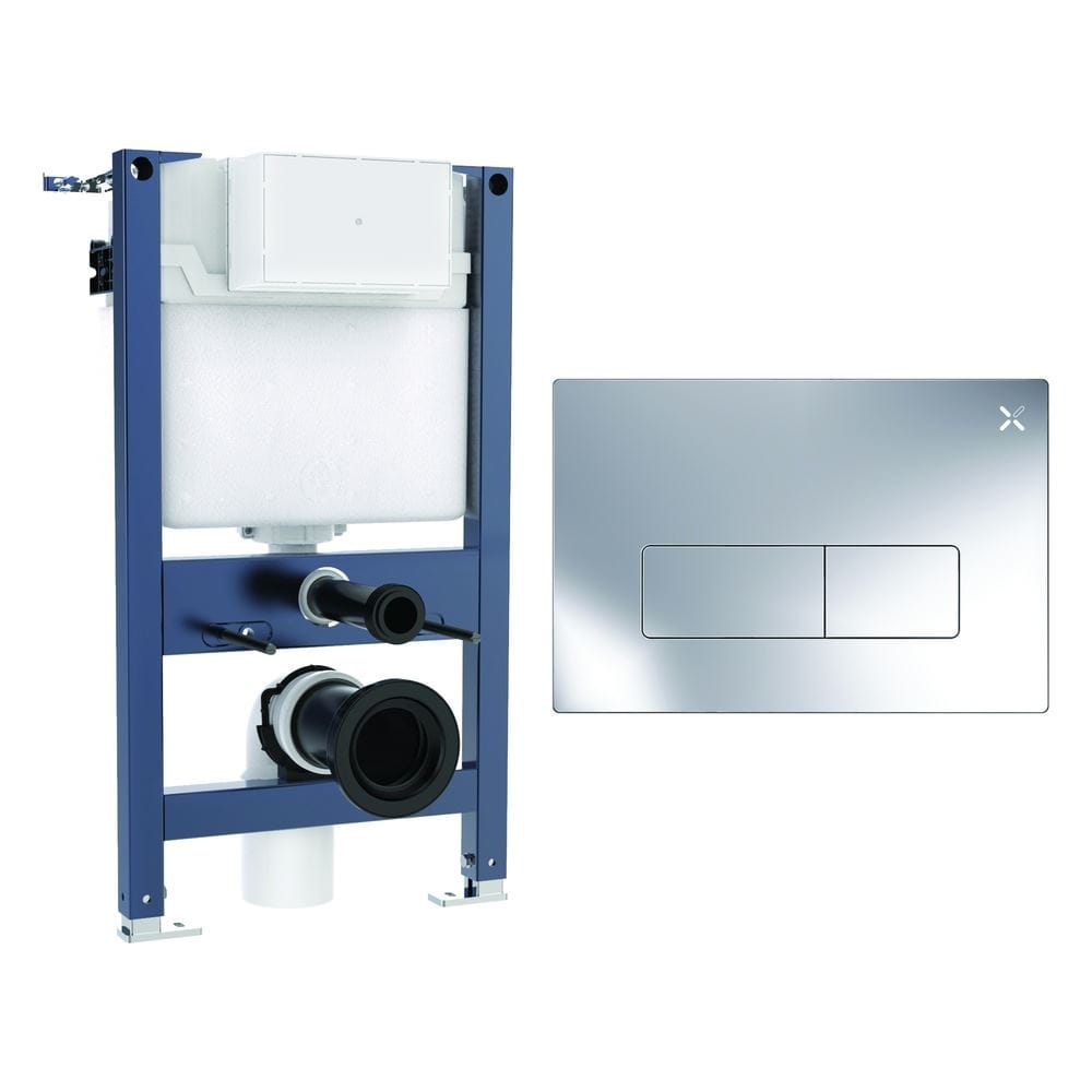 Crosswater Wall Hung WC Frame MPRO Plate in Chrome Crosswater 0.82m Dual Flush WC Support Frame Set with Flush Plate
