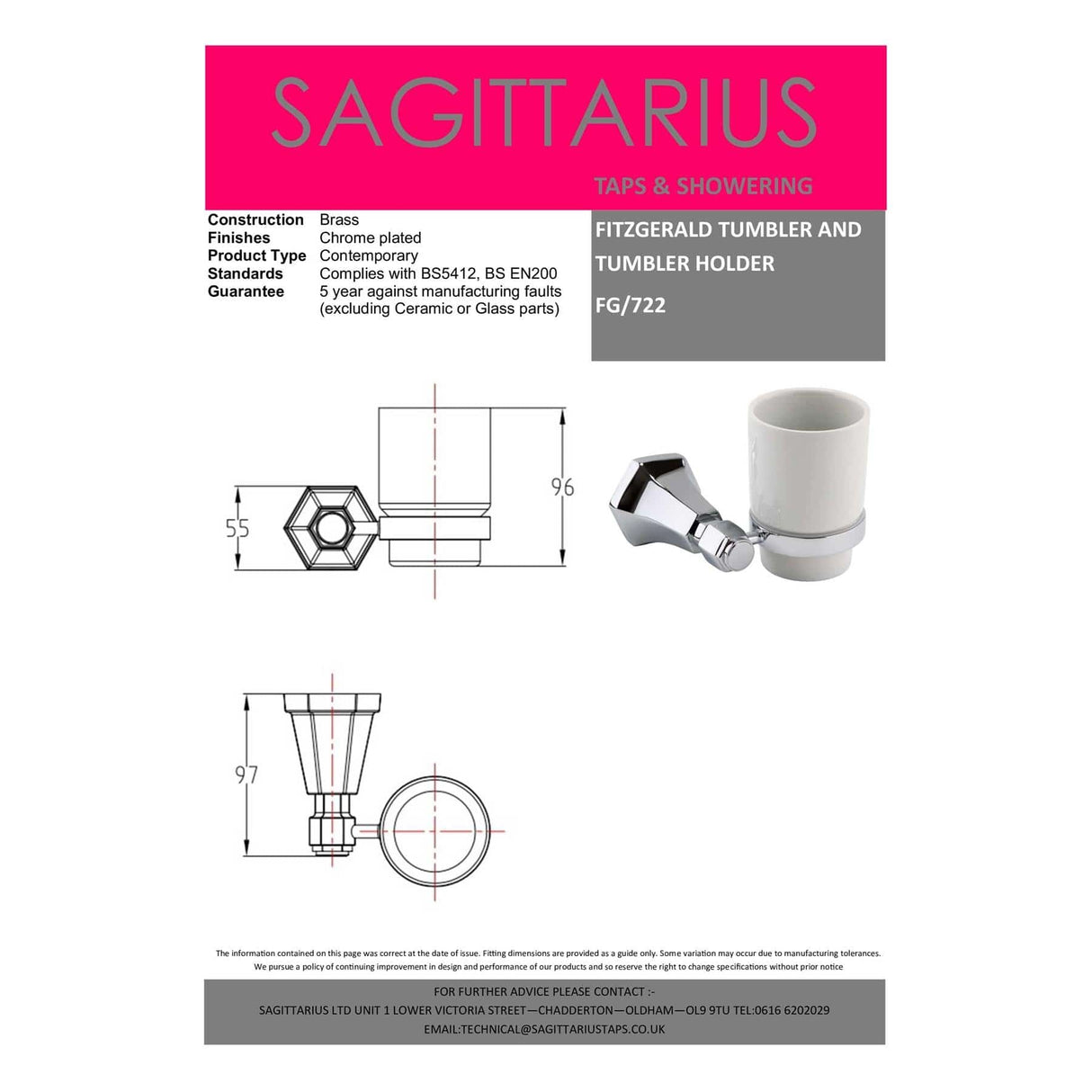 Sagittarius Toothbrush holder Sagittarius Fitzgerald Tumbler and Holder in Chrome