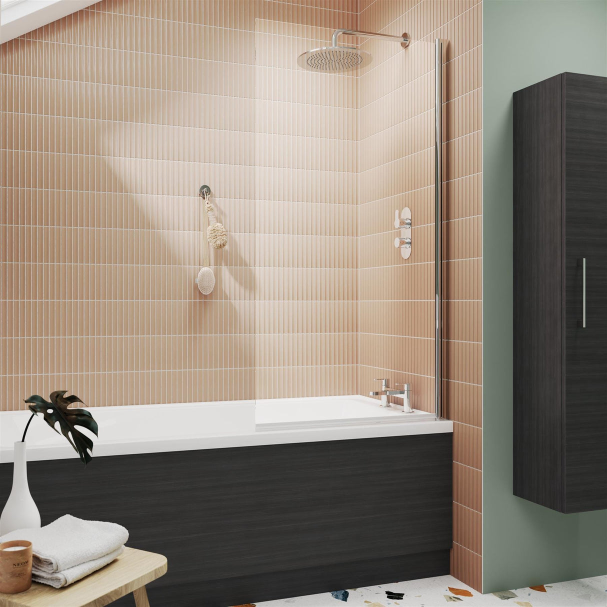 Aquarius Bathrooms Bath Screen Chrome Aquarius LevAqua Straight 6mm Hinged Bath Screen 1400 x 800mm